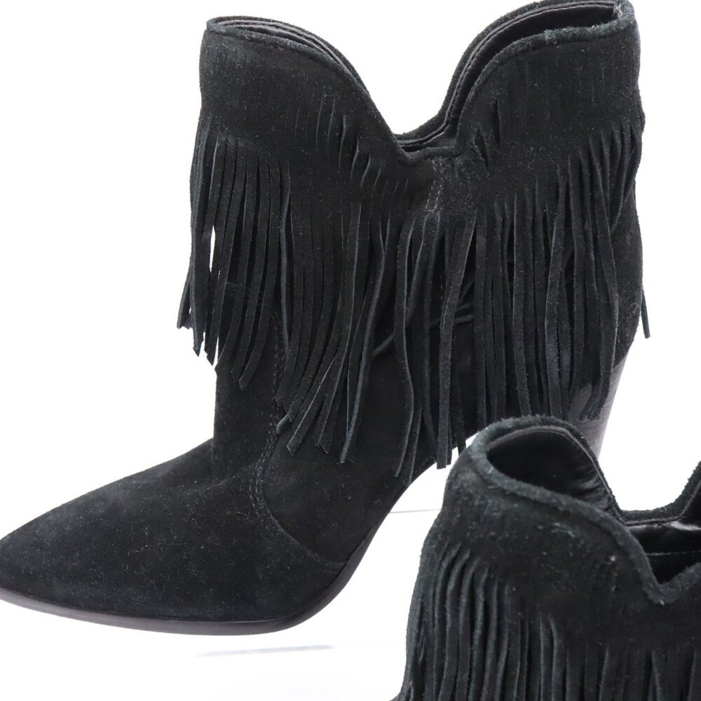 Antonio Melani Felixxe Real Suede Leather Heel Fringe Booties Size 8.5 Boots - Picture 3 of 10